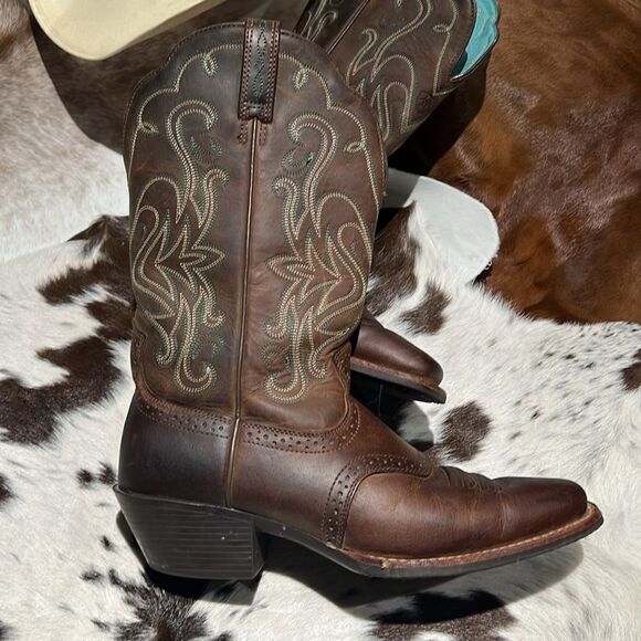 Ariat 15834 Legend Square Toe Brown Pull On Leather Cowboy Boots - 9B A22 - Picture 5 of 12